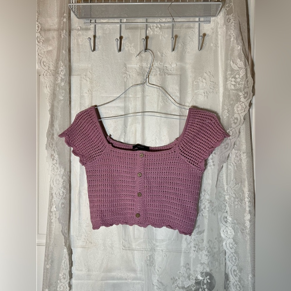 Women’s Purple Knit Crop Top, SIZE M